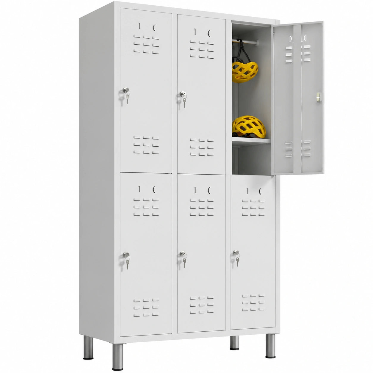 Porte-manteau, avec portes, en métal, coloris gris, pour l’entrée ou le couloir