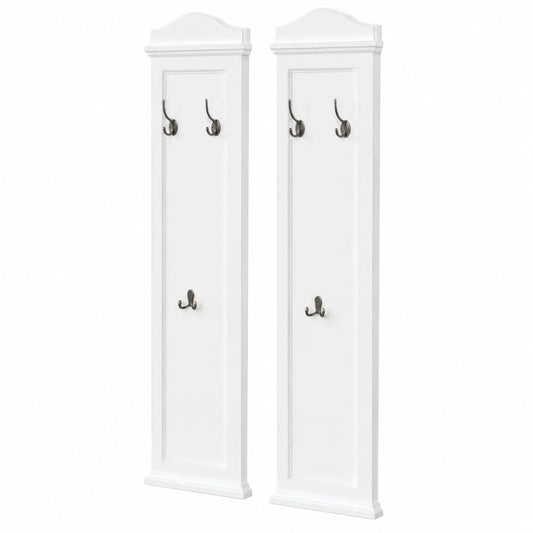 Porte-manteau, en panneaux de bois, coloris blanc, 2 pièces, pour l’entrée ou le couloir