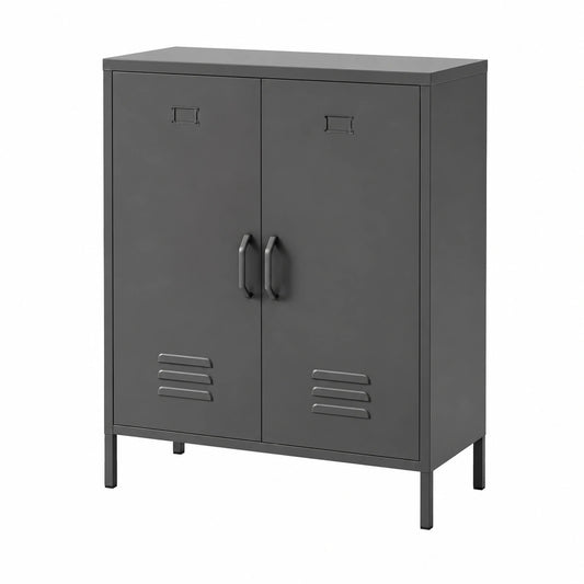 Armoire, en métal, réglable, avec rangement, avec étagères, coloris noir, 100 x 80 x 38 cm, pour la chambre