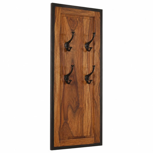 Porte-manteau, avec rangement, avec crochets, avec portes, en bois massif, 35 x 110 cm, pour l’entrée ou le couloir