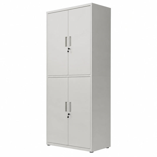 Armoire, réglable, avec étagères, avec portes, en acier, coloris gris, 180 x 80 x 40 cm, pour la chambre